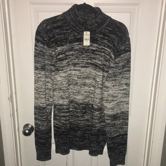 Express Men’s M Tall Sweater Mock Neck NEW W TAGS Black White & Greys ✌️ - Picture 1 of 3